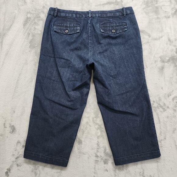 Dockers Jeans Womens 12 Blue Dark Wash Mid Rise Crop Capri Stretch Denim Casual - Picture 2 of 9
